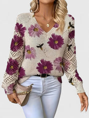 Annes - Elegant jumper with floral pattern