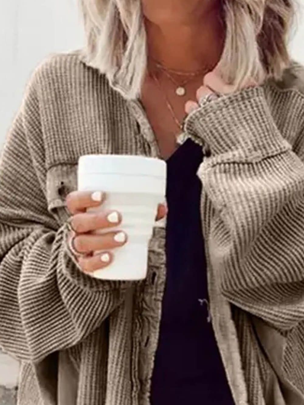 Amelia - Corduroy Button Jacket Up Top