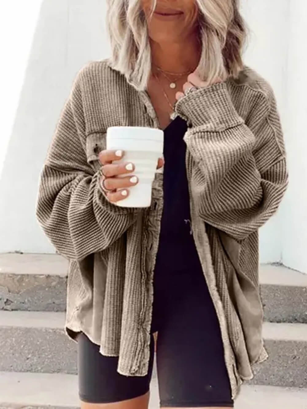 Amelia - Corduroy Button Jacket Up Top