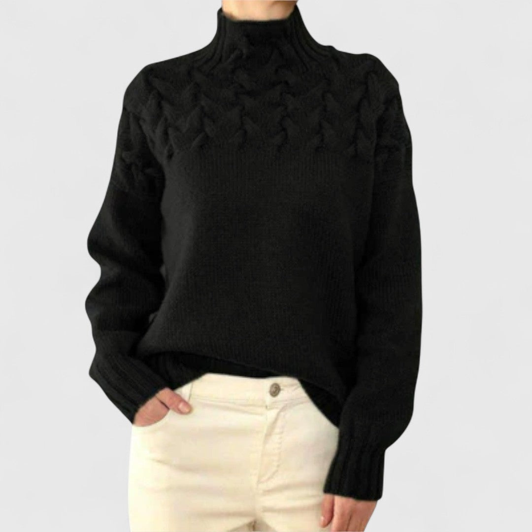Eva - Women's Sweater with Cable Knit Detail