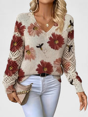 Annes - Elegant jumper with floral pattern