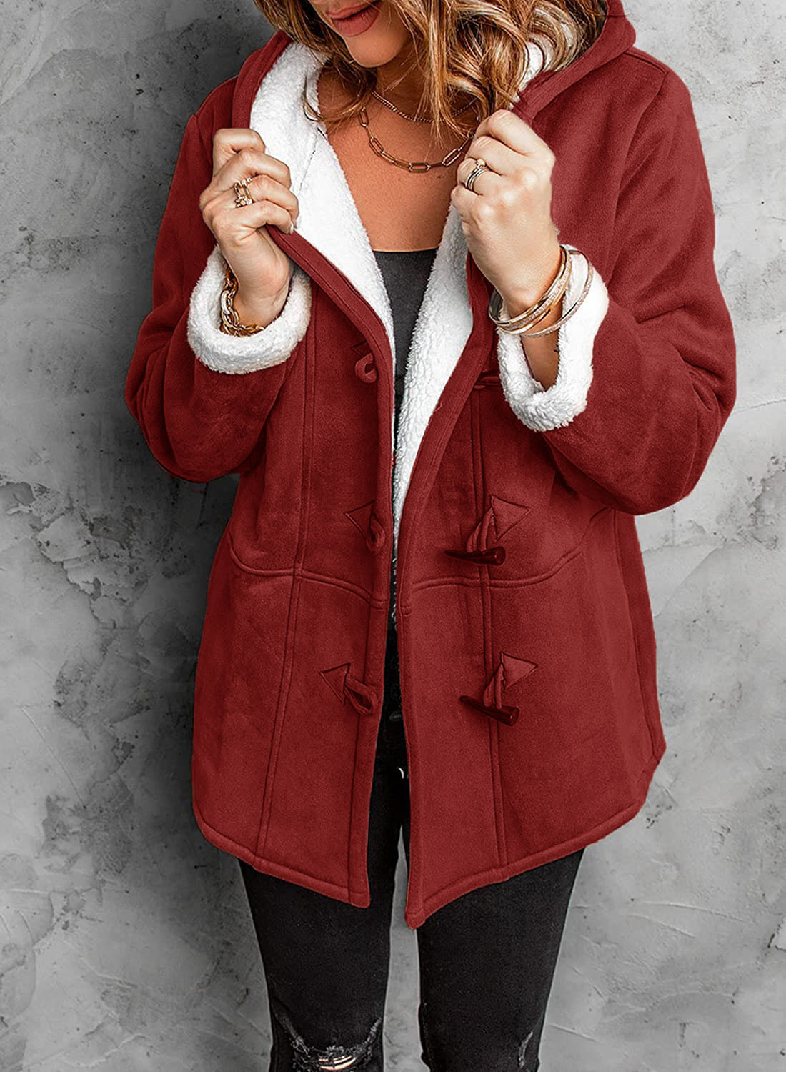 Tahsa - Toggle Winter Coat with Hood and Warm Lining