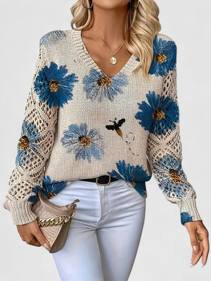 Annes - Elegant jumper with floral pattern