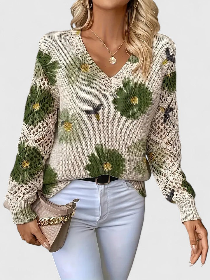 Annes - Elegant jumper with floral pattern