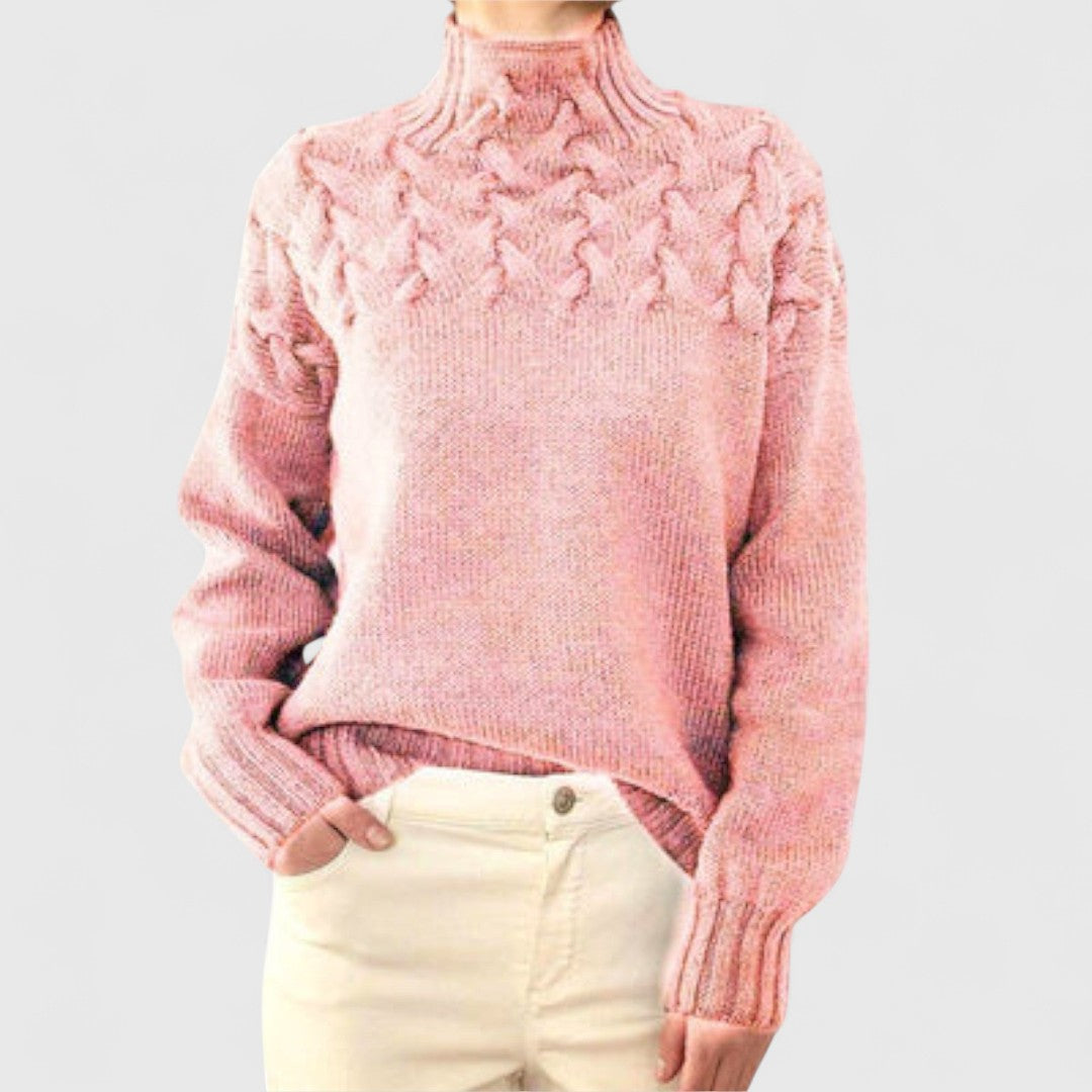 Eva - Women's Sweater with Cable Knit Detail