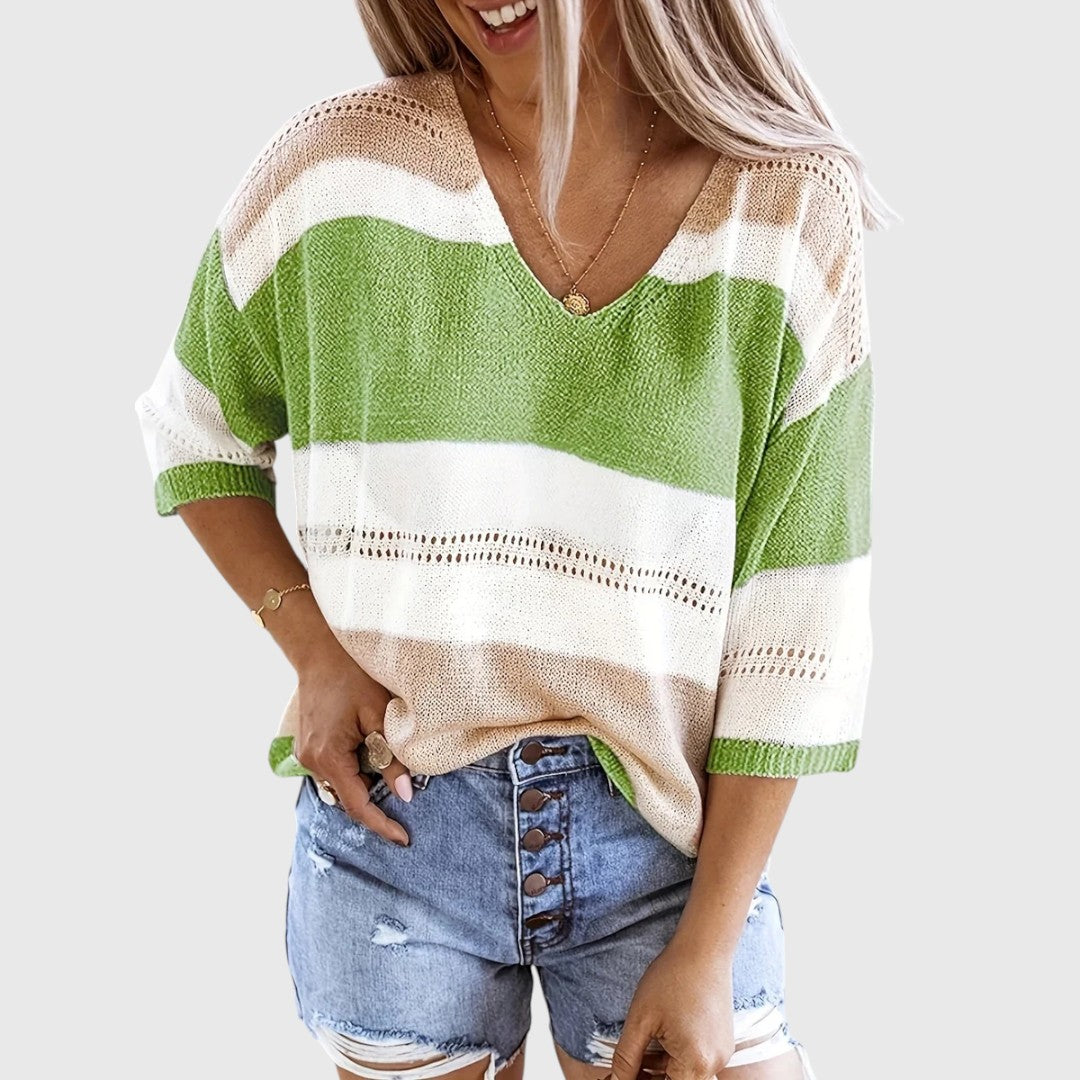 Ida - Striped V-Neck Sweater