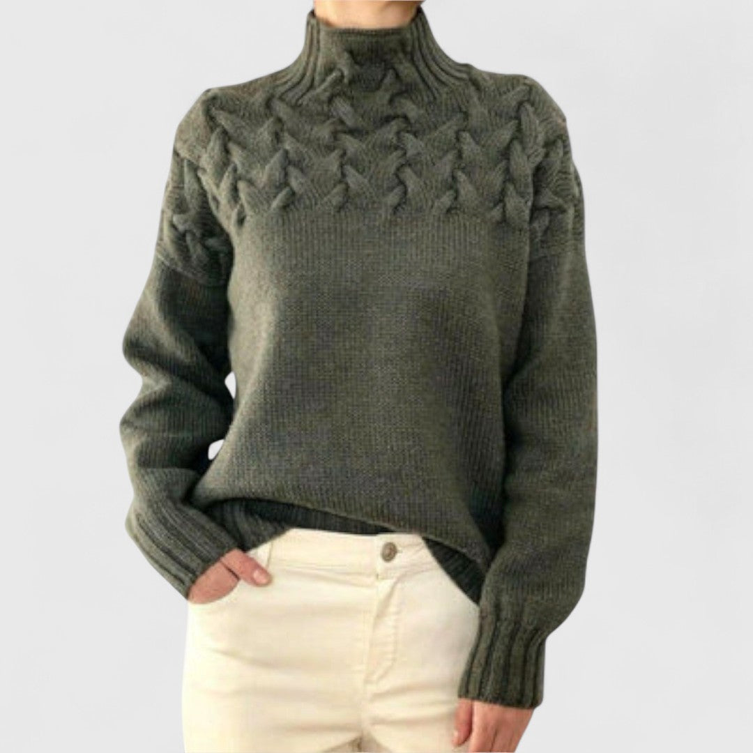 Eva - Women's Sweater with Cable Knit Detail