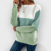 Clara - Elegant Three-Colour Patchwork Sweater
