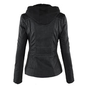 Anna - Modern leather jacket with hood