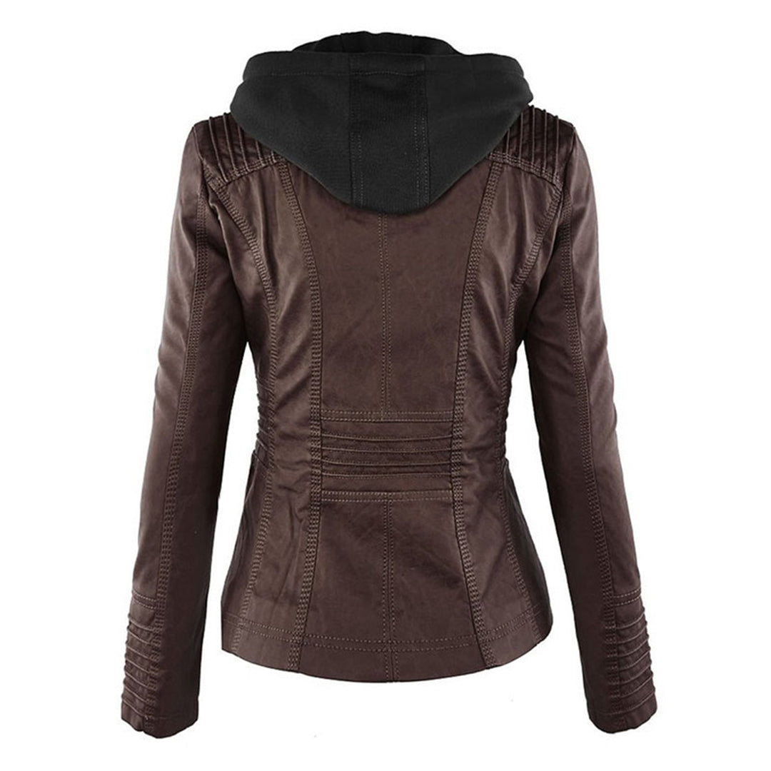 Anna - Modern leather jacket with hood