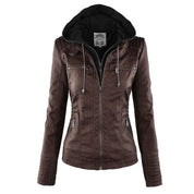 Anna - Modern leather jacket with hood