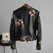 Hannah - Stylish Embroidered Leather Jacket