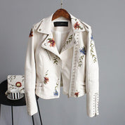 Hannah - Stylish Embroidered Leather Jacket