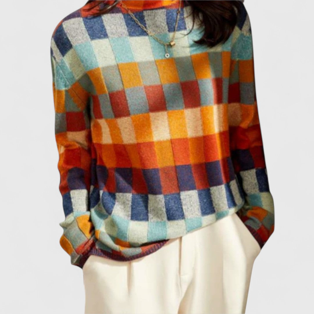 Erika - Patchwork Turtleneck Sweater