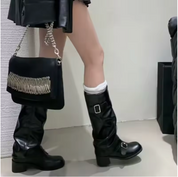 Debra  –  Leather Platform Boots with Elegant Straps