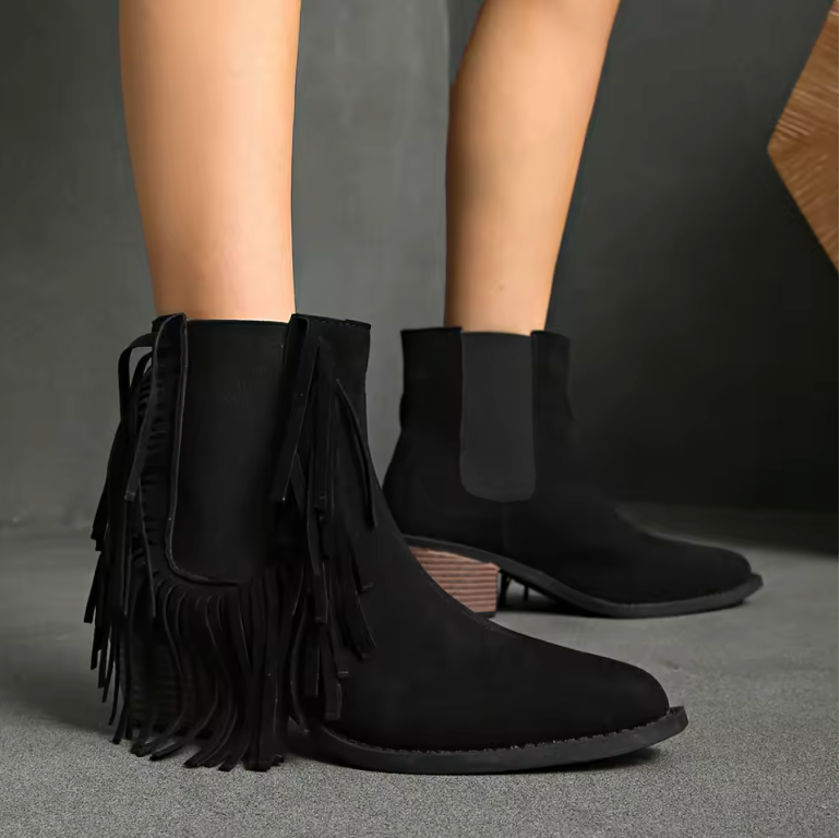 Tigra β Luxe Fringe Ankle Boots