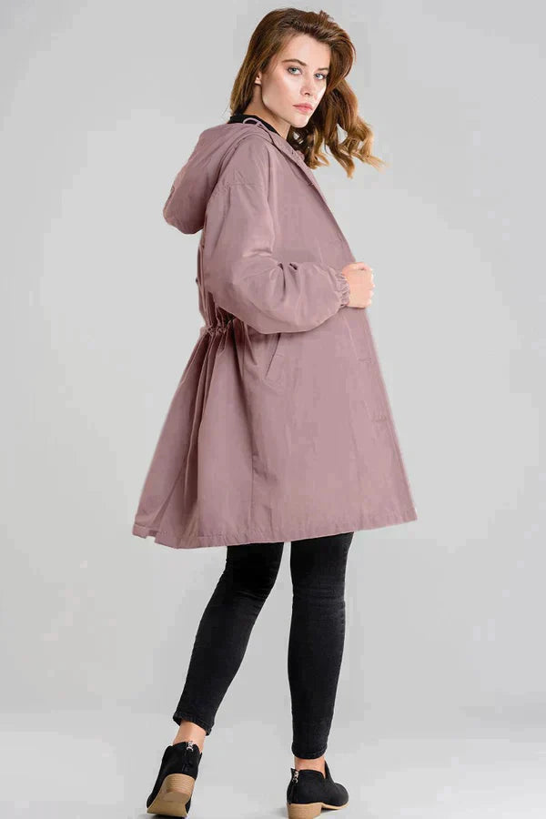 Evie - Women's Waterproof Jacket with Hood and Buttons