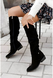 Sadie - Leather Knee Boots