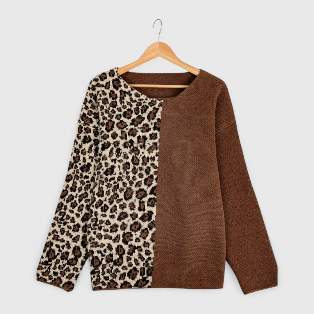 Marina - Casual Sweater with Leopard Design