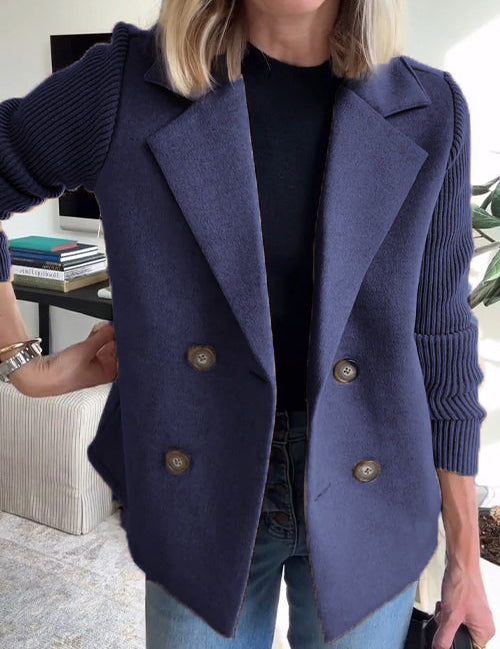 Mirthe - Chic Knit-Sleeve Blazer