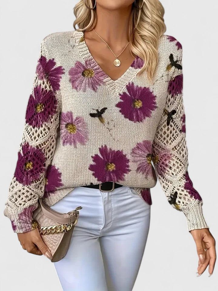Annes - Elegant jumper with floral pattern