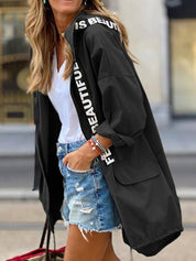 Olivia - Solid Color Loose Casual Hooded Jacket