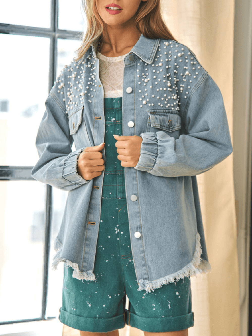 Mila - Super Pearl Girl Oversized Denim Shacket