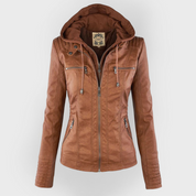 Anna - Modern leather jacket with hood