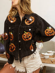Noor - Pumpkin Sequin Oversized Jacket