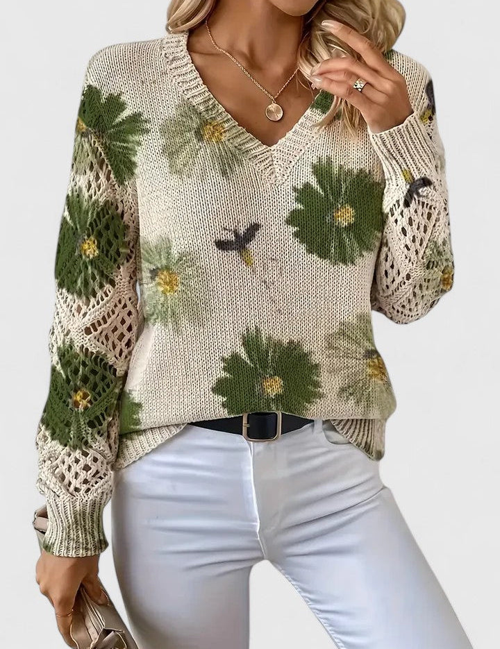 Annes - Elegant jumper with floral pattern