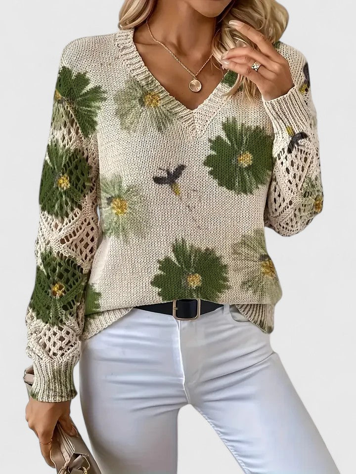 Annes - Elegant jumper with floral pattern