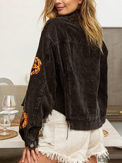 Noor - Pumpkin Sequin Oversized Jacket