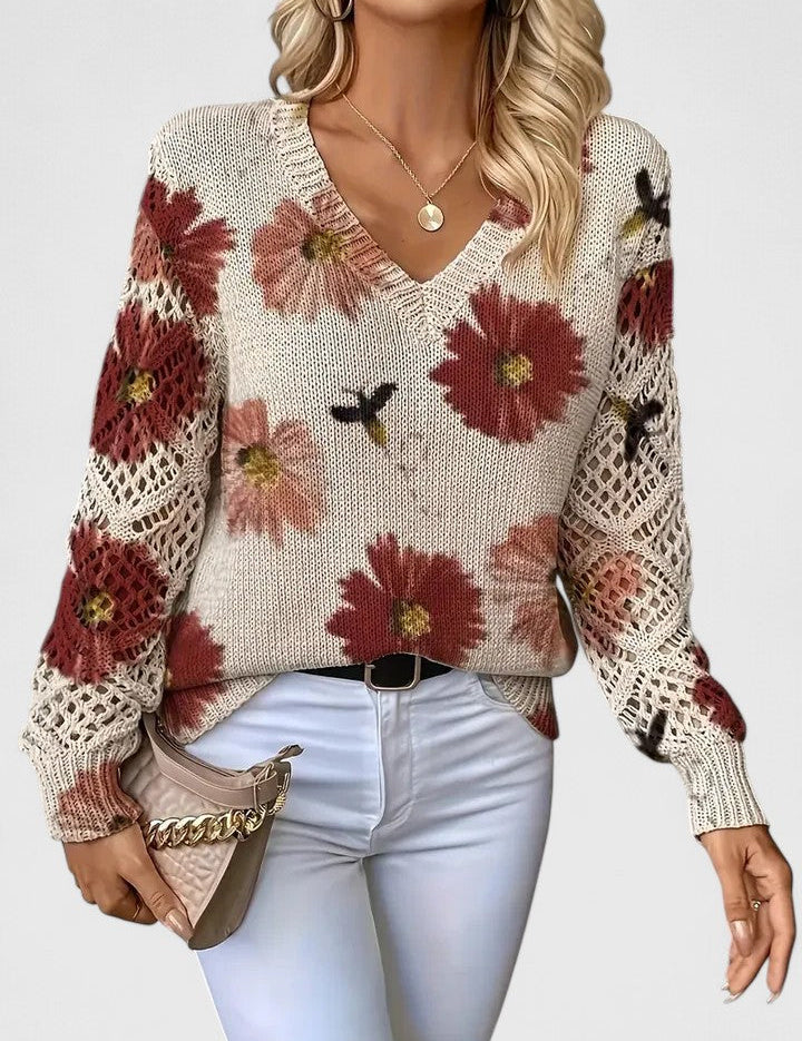 Annes - Elegant jumper with floral pattern