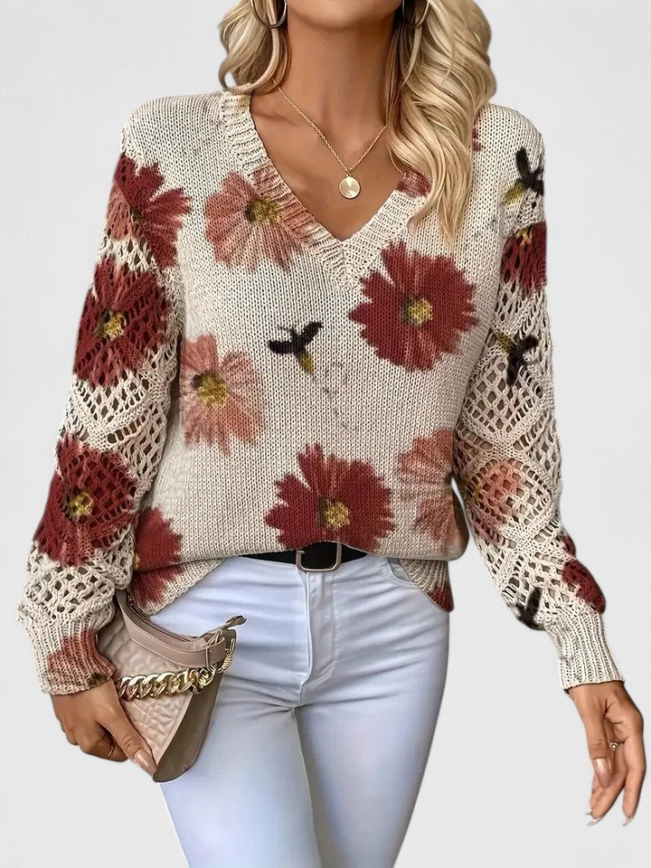 Annes - Elegant jumper with floral pattern