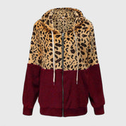 Lea - Fleece Hoodie with Leopard Design