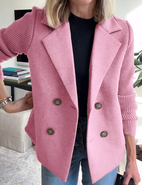 Mirthe - Chic Knit-Sleeve Blazer