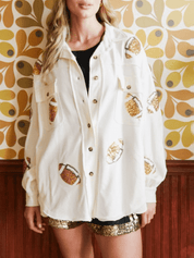 Laura - Super Bowl Cheer Oversized Denim Jacket