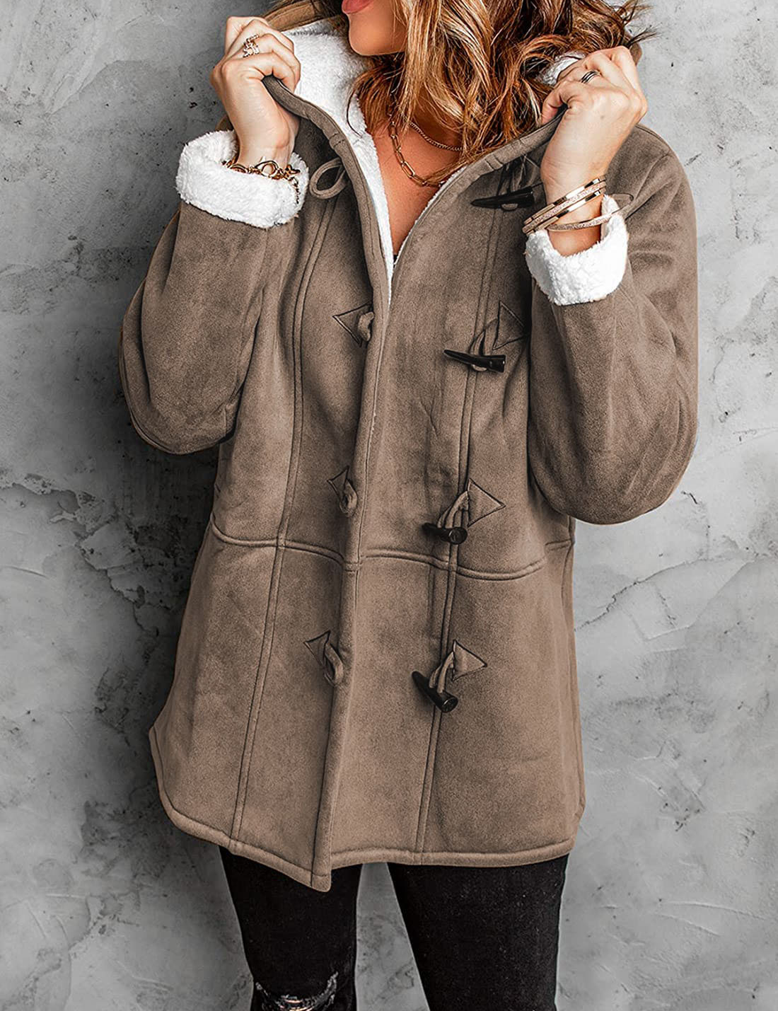 Tahsa - Toggle Winter Coat with Hood and Warm Lining