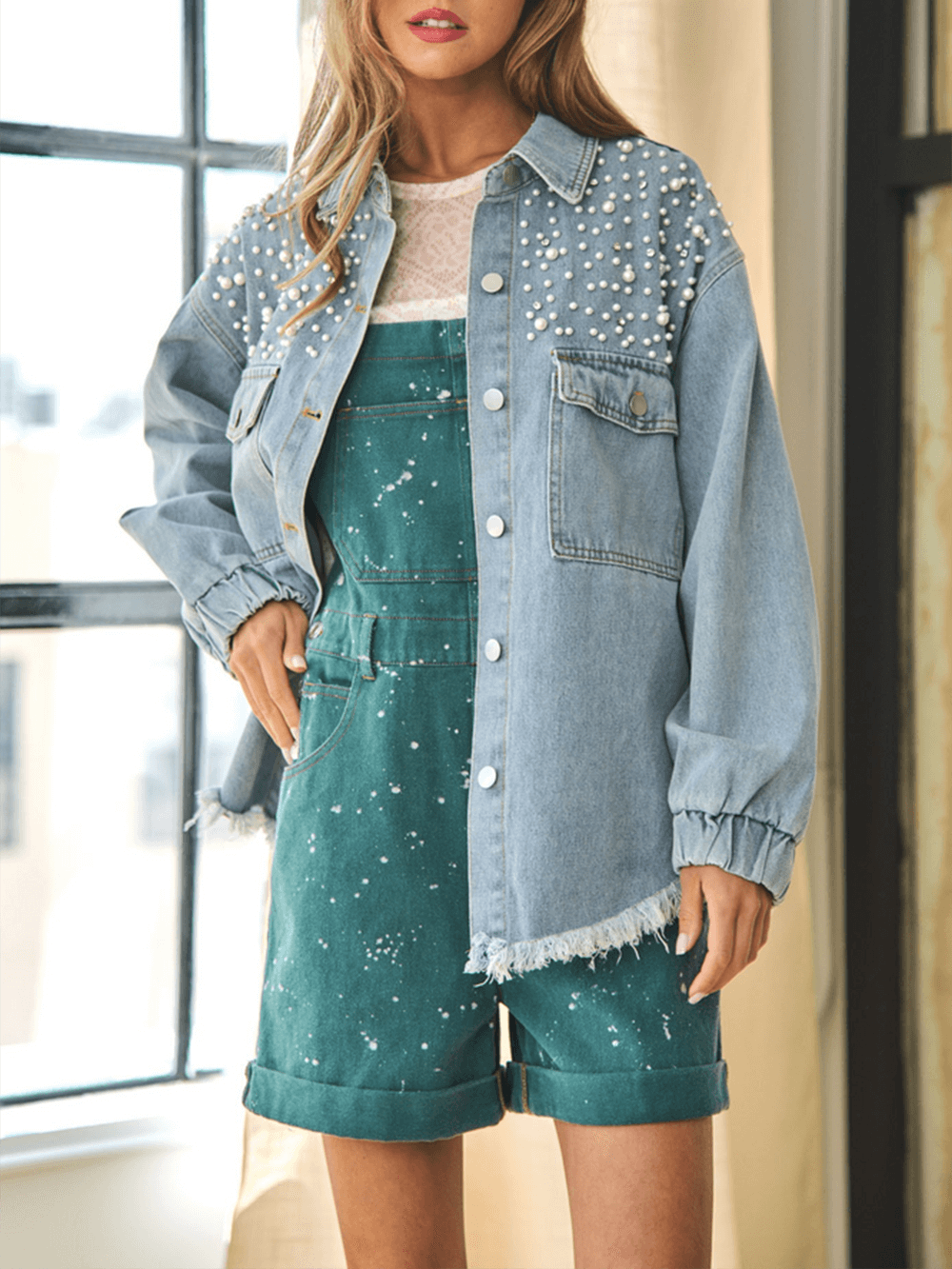 Mila - Super Pearl Girl Oversized Denim Shacket
