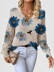 Annes - Elegant jumper with floral pattern