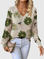 Annes - Elegant jumper with floral pattern