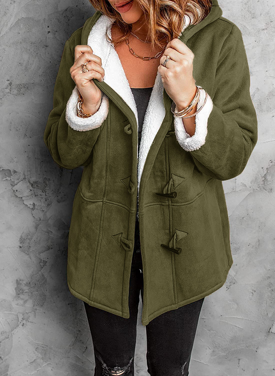 Tahsa - Toggle Winter Coat with Hood and Warm Lining