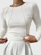 Chloe - Pipping Ribbed Top