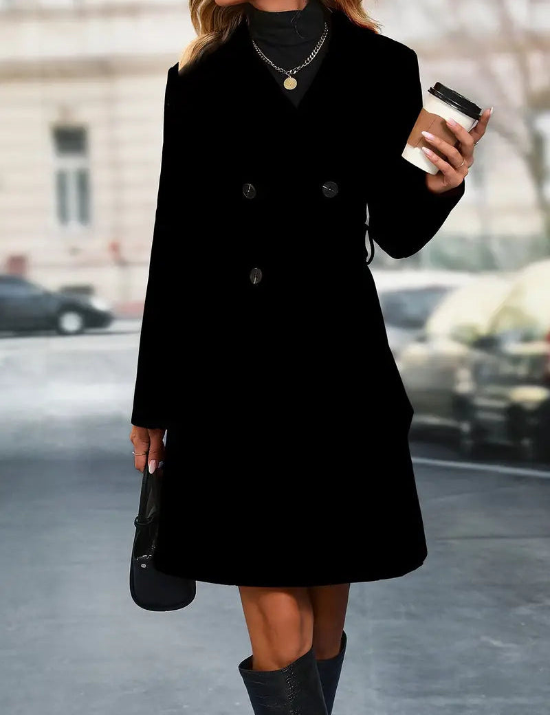 Marit - Winslet-Double-Breasted Trench Coat with Revers Collar