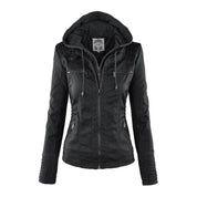 Anna - Modern leather jacket with hood
