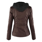 Anna - Modern leather jacket with hood