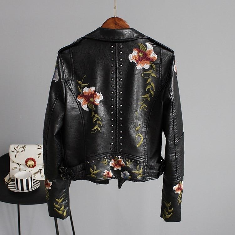 Hannah - Stylish Embroidered Leather Jacket