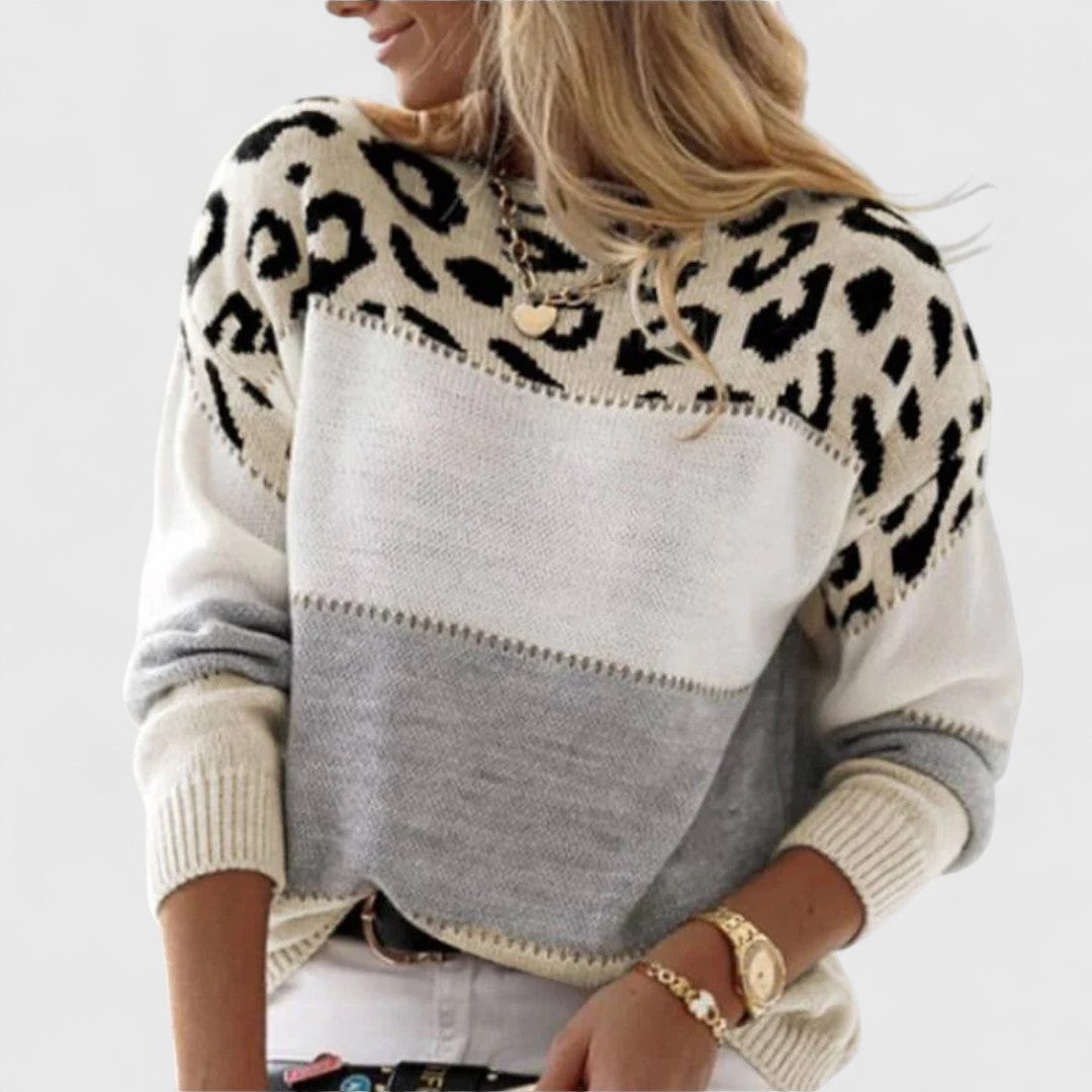 Cheyenne - Casual Sweater with Leopard Design