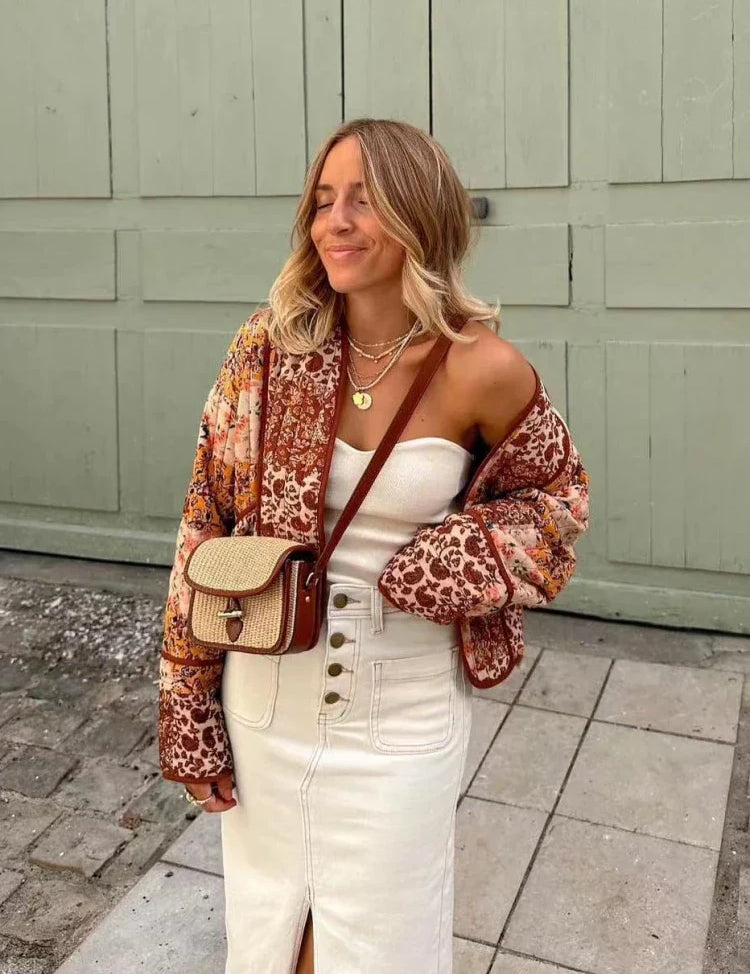 Sienna - Women's Spring Coat Patchwork Design