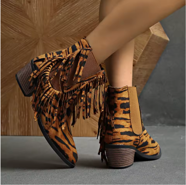 Tigra – Luxe Fringe Ankle Boots